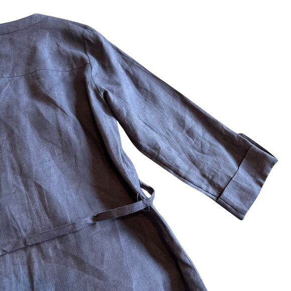 Go Silk 100% Linen Button-Down Shirt Dress w/ Belt 3/4 Sleeves Pockets Size XS - Picture 10 of 13